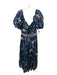 Johanna Ortiz Size 8 Blue & Multi Polyester Puff Shoulder Botanical Print Dress Blue & Multi / 8