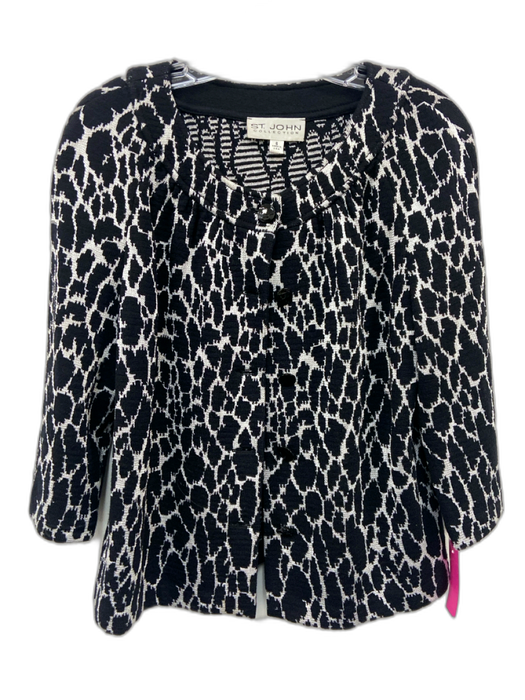 St. John Collection Size 6 Black & White No Fabric Tag Knit Abstract Jacket Black & White / 6