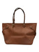Henri Bendel Brown Saffiano Leather Open Top Gold Tone Hardware Two Handle Bag Brown