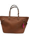 Henri Bendel Brown Saffiano Leather Open Top Gold Tone Hardware Two Handle Bag Brown