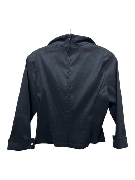 T Tadashi Size 12P Black Rayon Blend Surplice Pleated Long Sleeve Collar Top Black / 12P