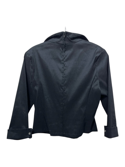 T Tadashi Size 12P Black Rayon Blend Surplice Pleated Long Sleeve Collar Top Black / 12P