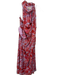 Sachin & Babi Size 20W Purple & Red Polyester Floral High Neck Tie Detail Gown Purple & Red / 20W