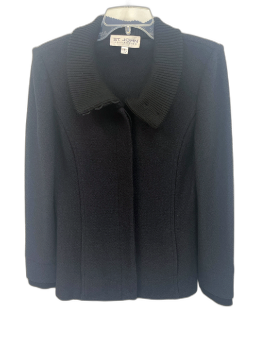 St. John Collection Size 6 Black No Fabric Tag Knit Shoulder Pads Jacket Black / 6