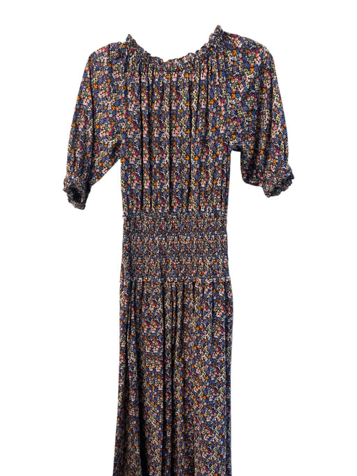 A Piece Apart Size XS Multi Cotton round Floral Half Sleeve Elastic Waist Dress Multi / XS