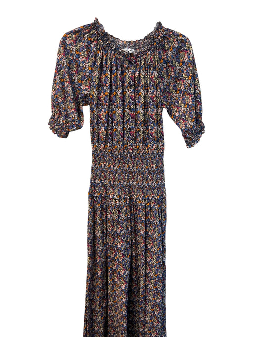 A Piece Apart Size XS Multi Cotton round Floral Half Sleeve Elastic Waist Dress Multi / XS