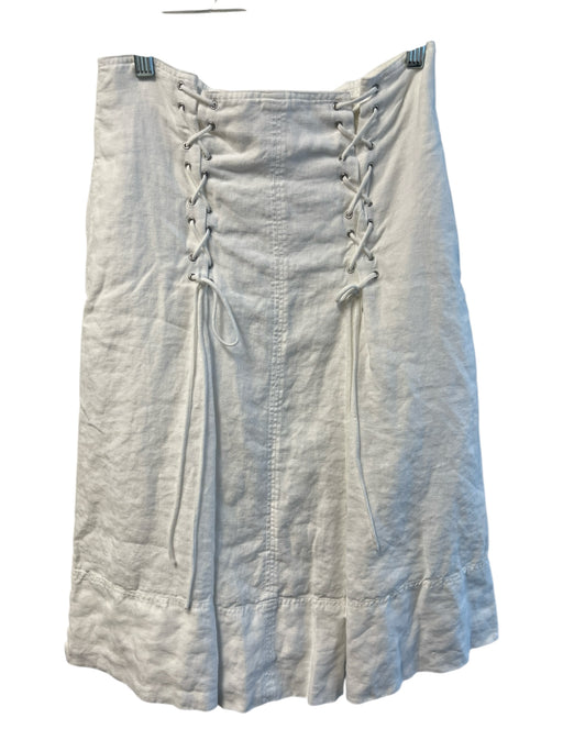 Polo Ralph Lauren Size 4 White No Fabric Tag Back Zip Lace Up Front Midi Skirt White / 4