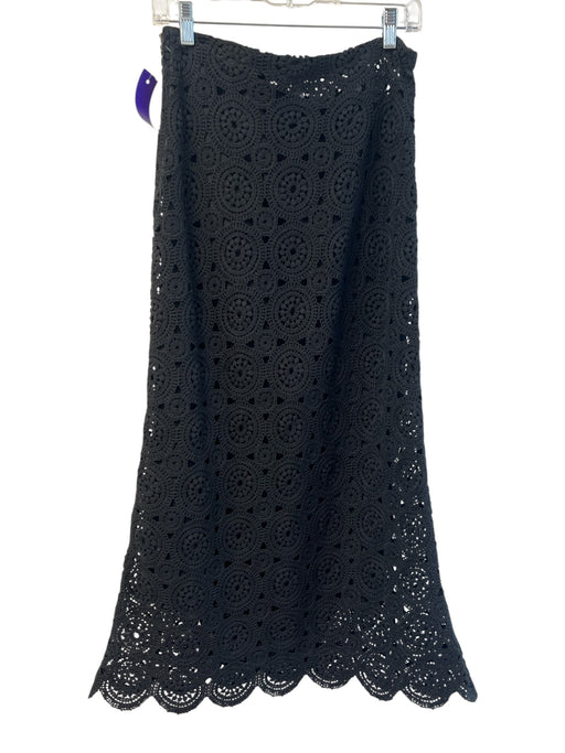 A Piece Apart Size 4 Black Cotton Back Zip Lace Detail Maxi Skirt Black / 4