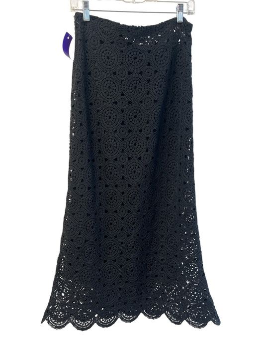 A Piece Apart Size 4 Black Cotton Back Zip Lace Detail Maxi Skirt Black / 4