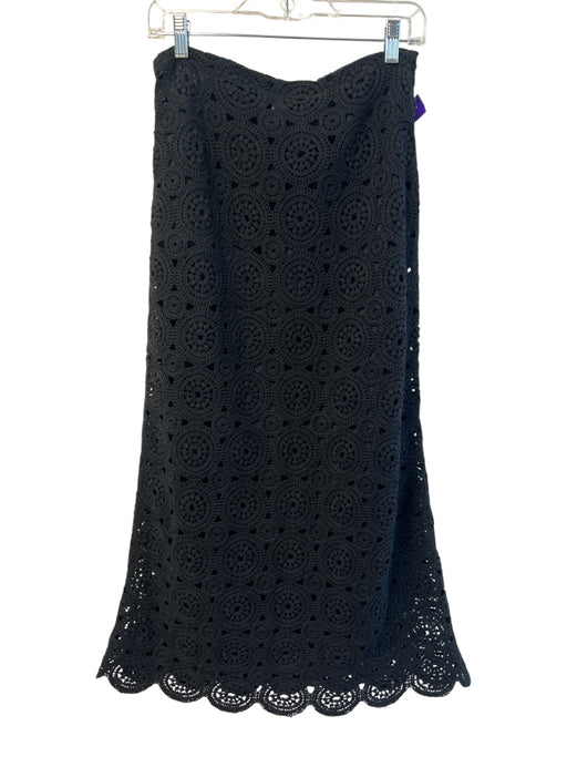 A Piece Apart Size 4 Black Cotton Back Zip Lace Detail Maxi Skirt Black / 4