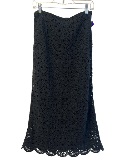 A Piece Apart Size 4 Black Cotton Back Zip Lace Detail Maxi Skirt Black / 4