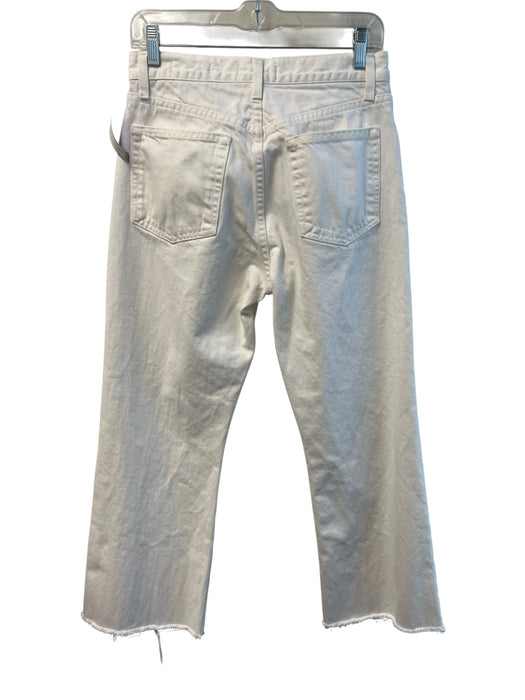 Nili Lotan Size 26 Cream Cotton Button Fly High Rise Wide Leg Raw Hem Jeans Cream / 26