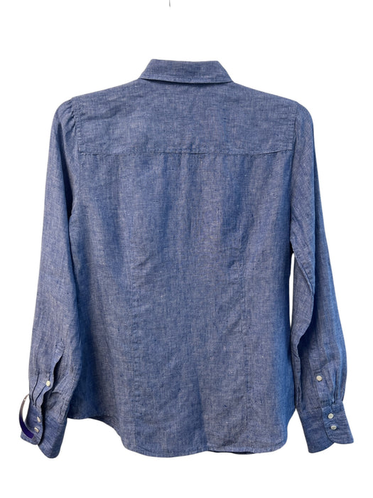 Baird McNutt for J. Crew Size 4 Blue Linen Collared Button Up Long Sleeve Top Blue / 4