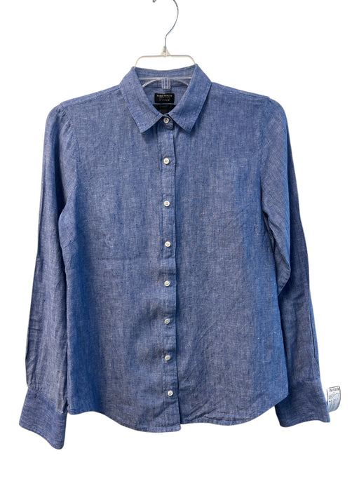 Baird McNutt for J. Crew Size 4 Blue Linen Collared Button Up Long Sleeve Top Blue / 4