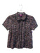 J Crew Liberty Size 4 Black & Purple Cotton Peter Pan Collar Short Sleeve Top Black & Purple / 4
