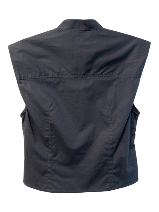 Rag & Bone Size 6 Black Cotton Collared Button Up Sleeveless Gathered Top Black / 6