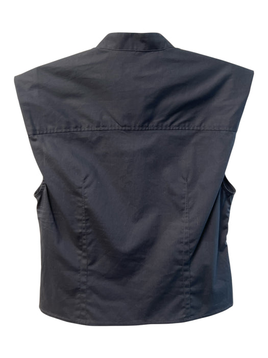 Rag & Bone Size 6 Black Cotton Collared Button Up Sleeveless Gathered Top Black / 6
