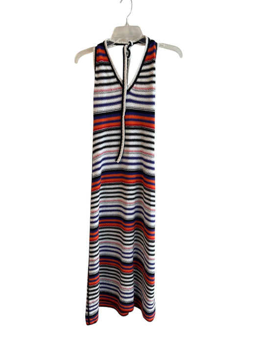 Me & Em Size Small Orange, Black & Purple Cotton Striped Halter Knit Midi Dress Orange, Black & Purple / Small