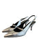 J Crew Shoe Size 9 Silver Leather Pointed Toe 1 strap Mid Heel Slingback Shoes Silver / 9