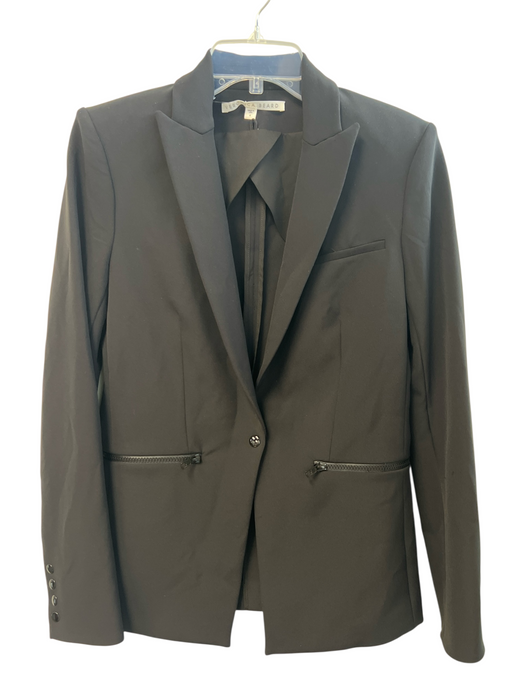 Veronica Beard Size 4 Black Polyester Blend Zip Pocket Snap Closure Blazer Black / 4