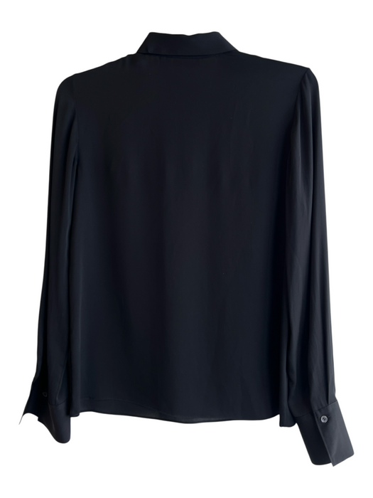 Vince Size 8 Black No Fabric Tag Quarter Button Long Sleeve Collar Top Black / 8