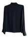 Vince Size 8 Black No Fabric Tag Quarter Button Long Sleeve Collar Top Black / 8