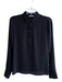 Vince Size 8 Black No Fabric Tag Quarter Button Long Sleeve Collar Top Black / 8