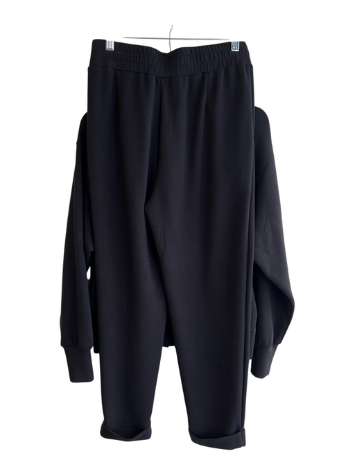 Varley Size S Black Viscose Blend Straight Cut Cuffed Elastic Waist Pant Set Black / S