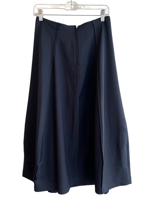 Theory Size 4 Navy Polyester Back Zip Pleat Detail Ankle Length Skirt Navy / 4