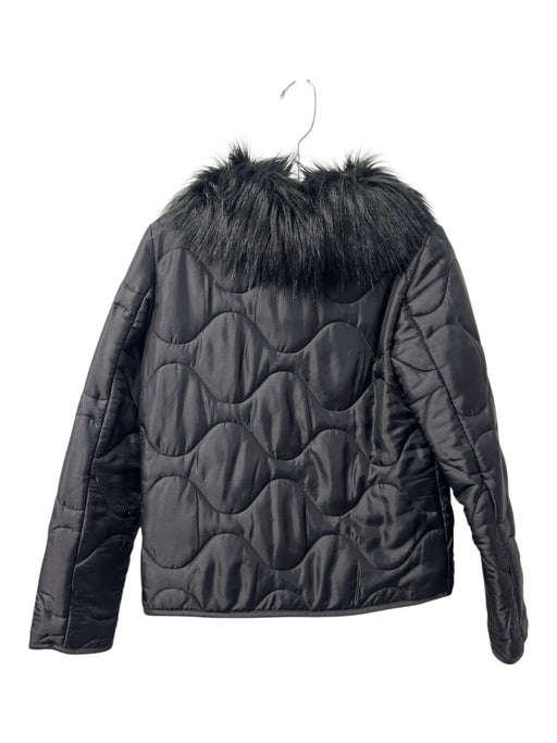 Nili Lotan Size S Black Acetate Blend Faux Fur Collar Long Sleeve Quilted Jacket Black / S