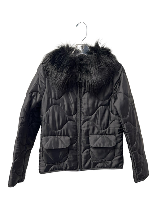 Nili Lotan Size S Black Acetate Blend Faux Fur Collar Long Sleeve Quilted Jacket Black / S