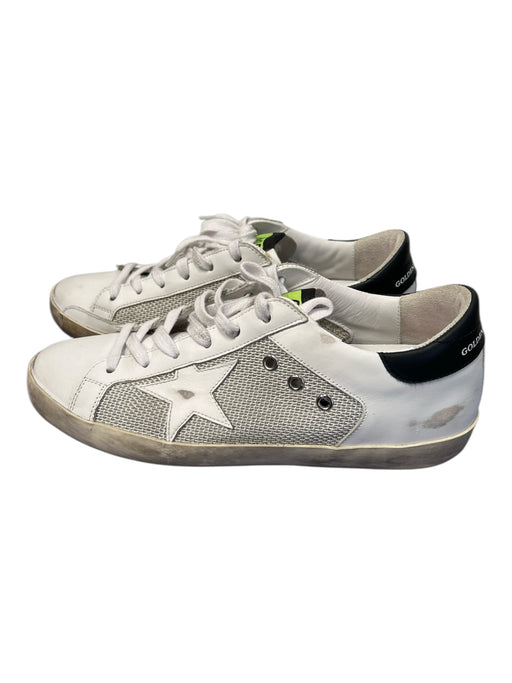 Golden Goose Shoe Size 40.5 White & Silver Leather Almond Toe lace up Star Shoes White & Silver / 40.5
