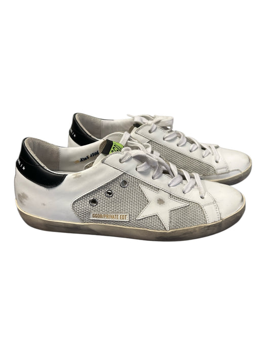 Golden Goose Shoe Size 40.5 White & Silver Leather Almond Toe lace up Star Shoes White & Silver / 40.5