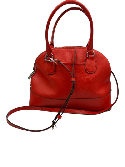 Coach Orange Leather Top Handle Pebbled Crossbody Strap Incl Bowler Bag Orange