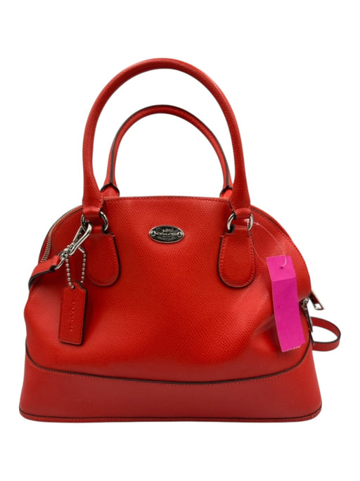 Coach Orange Leather Top Handle Pebbled Crossbody Strap Incl Bowler Bag Orange