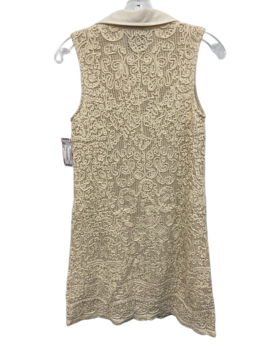 Tuckernuck Size XS Cream White Cotton Sleeveless Crochet Overlay Collar Dress Cream White / XS