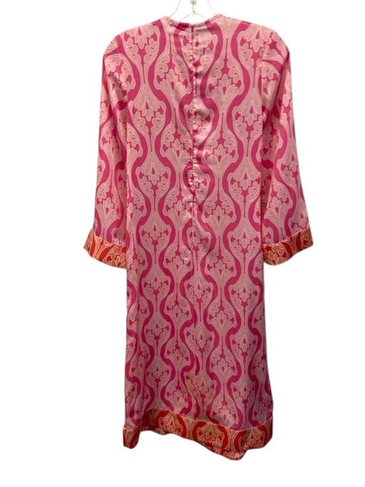 Hyacinth House Size XS Pink & White Polyester Long Sleeve Paisley Back Zip Dress Pink & White / XS
