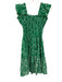 Ro's Garden Size XS Green & White Cotton Sleeveless Floral Ruffle Detail Dress Green & White / XS