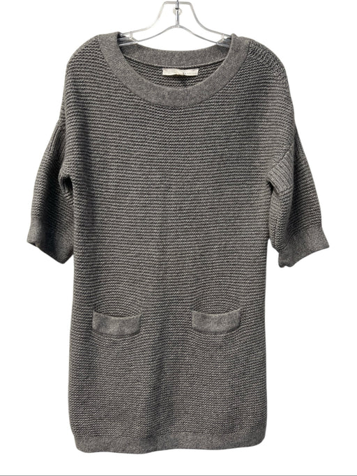3i Philip Lim Size S Gray Cashmere & Cotton 1/2 Sleeve Round Neck Pockets Dress Gray / S