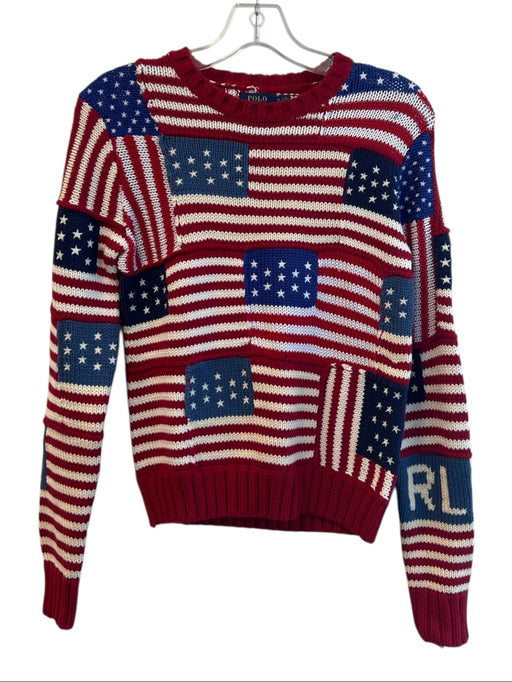 Polo Ralph Lauren Size XS red white & blue Cotton Stars & Stripes Ribbed Sweater red white & blue / XS