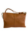 No Brand Camel Tan Leather Zip Close Gold Tone Hardware Single Handle Pouch Bag Camel Tan / Small