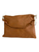 No Brand Camel Tan Leather Zip Close Gold Tone Hardware Single Handle Pouch Bag Camel Tan / Small