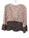 Intermix Size 8 Beige, Red, Black Silk 3/4 Sleeve Floral Print Color Block Top Beige, Red, Black / 8