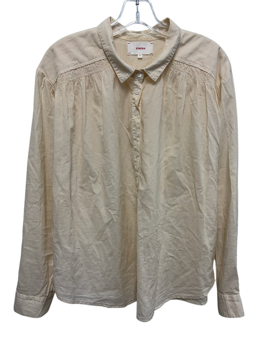 XiRENA Size M Butter Yellow Cotton Long Sleeve 1/2 Button Blouse Top Butter Yellow / M