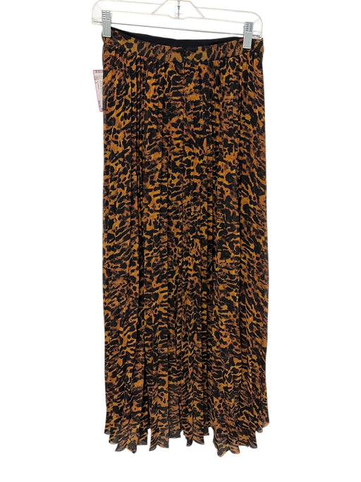 ALLSAINTS Size 4 Brown & Black Polyester Pleated Animal Print Midi Skirt Brown & Black / 4