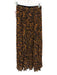 ALLSAINTS Size 4 Brown & Black Polyester Pleated Animal Print Midi Skirt Brown & Black / 4