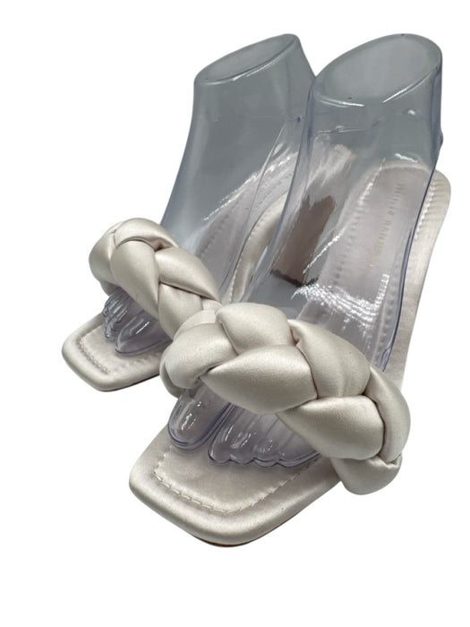 Loeffler Randall Shoe Size 8.5 White Textile Satin Braided Strap Mule Sandals White / 8.5