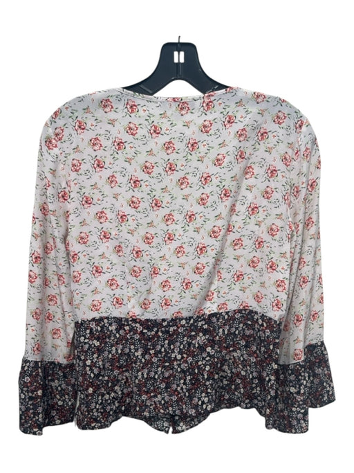 Intermix Size 8 Pink & Black Silk Floral color block Button Detail Top Pink & Black / 8