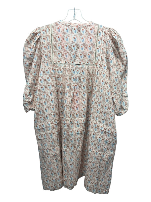 Hunter Bell Size S Cream & Orange Linen & Rayon Button Detail Pockets Dress Cream & Orange / S