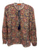 Oliphant Size S blue, mauve, multi Cotton Long Sleeve Floral Print Top Blue, Mauve, Multi / S